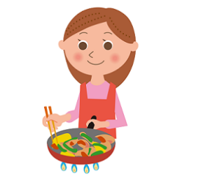 女性が加熱調理している画像